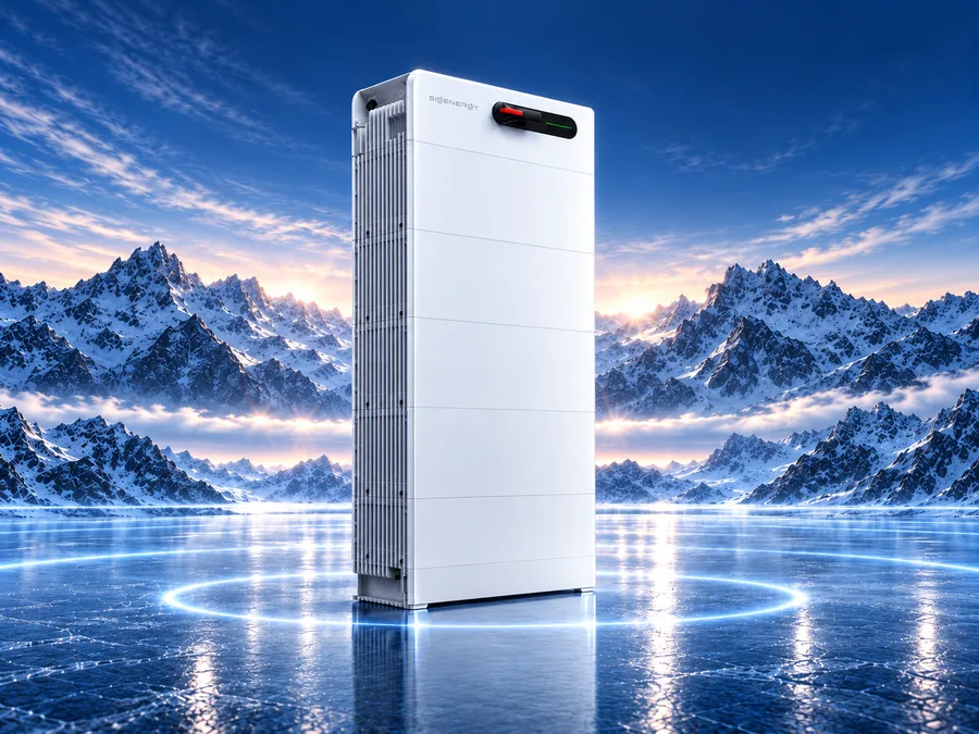 SigenStack : une armoire blanche haute, à modules superposés et grille de refroidissement latérale
