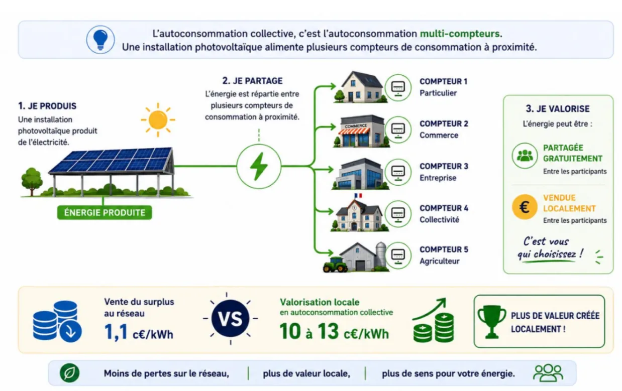 Schéma de l'autoconsommation collective — SmartSun